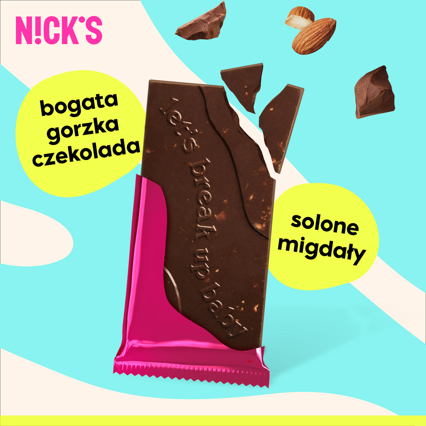 NICK'S Almond Sea Salt Dark Chocolate 75g